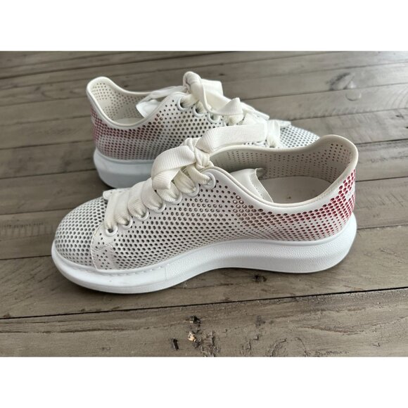 Alexander McQueen Oversized Perforated Leather Sneakers White Pink Size 37 7 - Picture 10 of 11